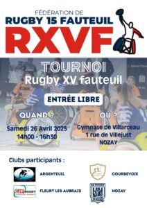 Une première en ESSONNE  1er Tournoi de Rugby Fauteuil à NOZAY Samedi 26 Avril 2025