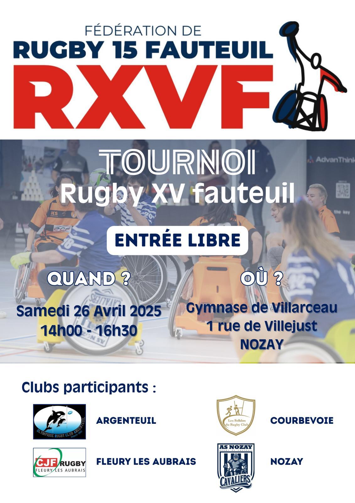 Illustration de Une première en ESSONNE  1er Tournoi de Rugby Fauteuil à NOZAY Samedi 26 Avril 2025