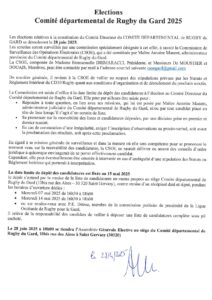 Elections CD30 Rugby 2025