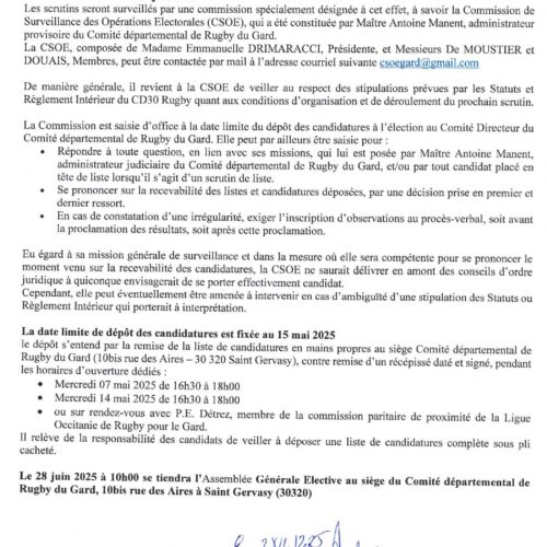 Illustration de Elections CD30 Rugby 2025