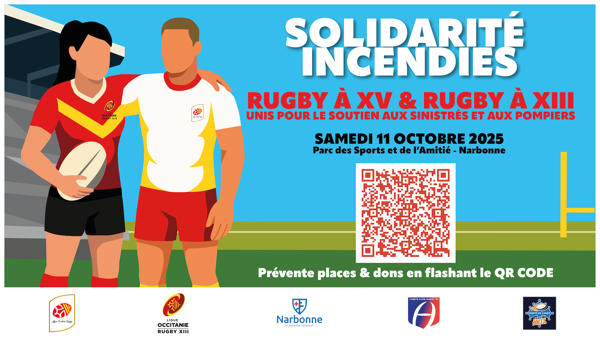Illustration de Solidarité Incendies : Le rugby à XV et le rugby à XIII unis pour l’Aude