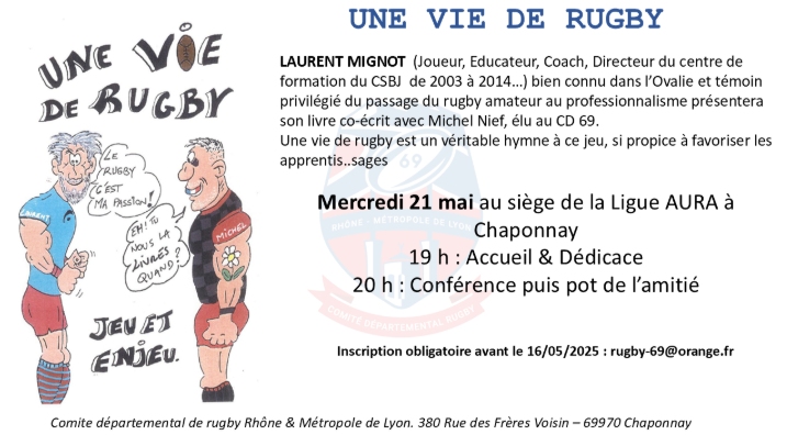 Illustration de Dédicace livre « UNE VIE DE RUGBY »