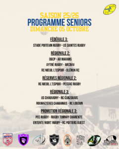 Programme du week-end 04 et 05 Octobre 2025