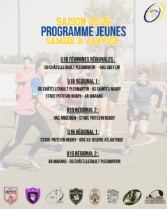 Programme du week-end du 31 Janvier et 01 Février